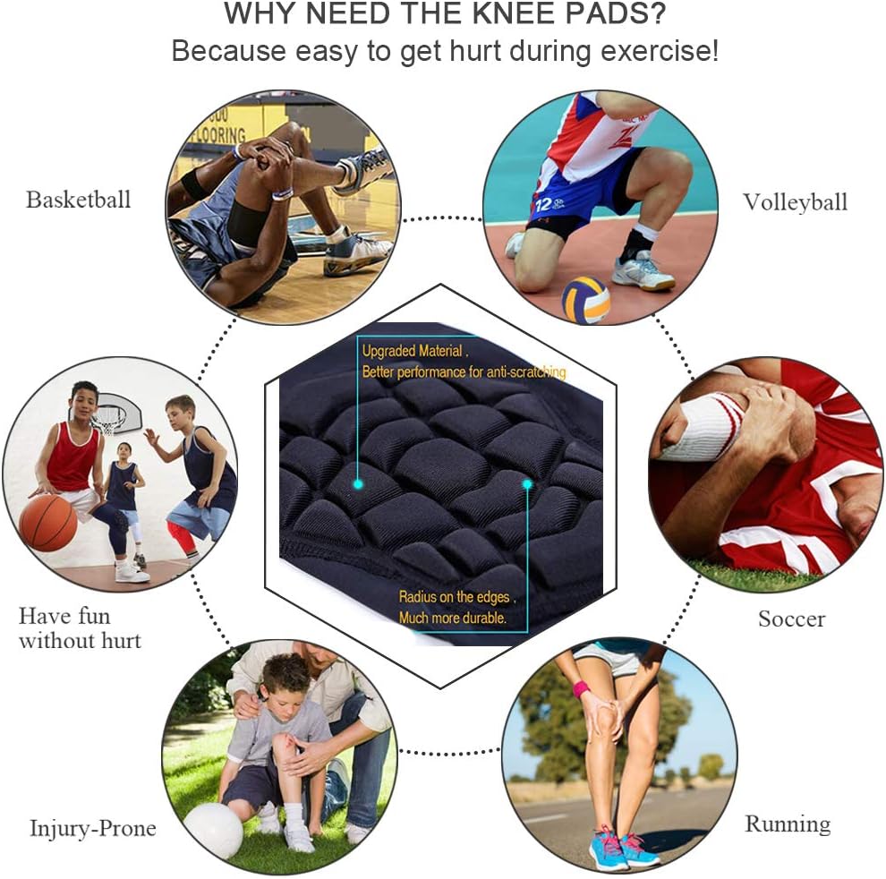 SZKANI Knee Pads Compression Leg Sleeve Knee Sleeve for All Sports Wrestling Protector Gear, 1 Pair of Knee Paded