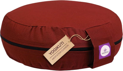 Yogikuti 100% Cotton Meditation Cushion (Round) with Handle | Firm & Comfortable Yoga Cushion | Removable Washable Cover | Floor Seating Support for Meditation, Yoga & Pranayama