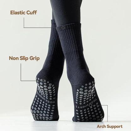 BONANGEL Pilates Socks with Grips for Women, 3 Pairs Womens Grippy Yoga Ballet Barre Hospital Gym Athletic Socks