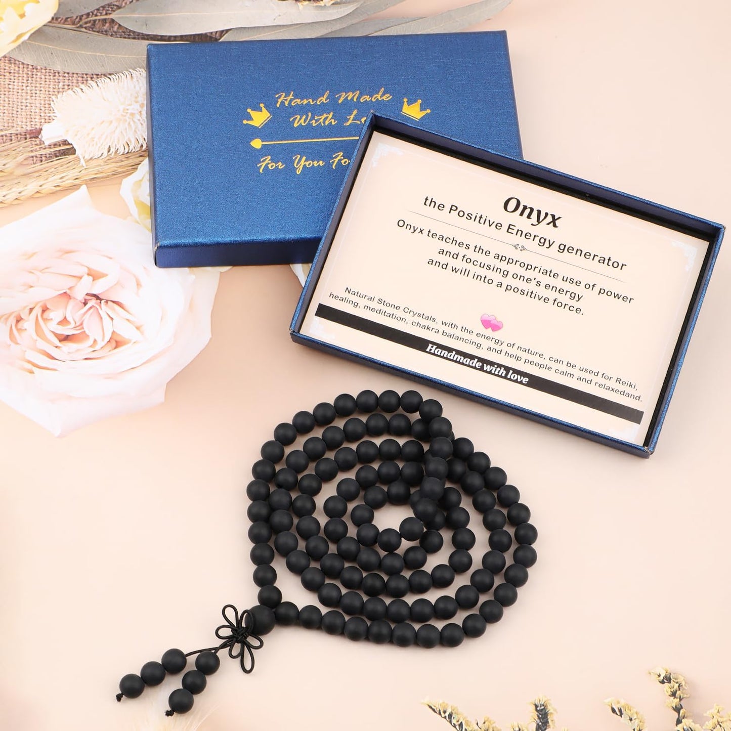 AD Beads 6mm 8mm 108 Prayer Mala Jasper Elastic Bracelet - Handmade Yoga Meditation Healing Power Energy Gifts for Unisex Adult.