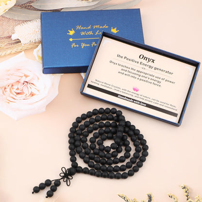AD Beads 6mm 8mm 108 Prayer Mala Jasper Elastic Bracelet - Handmade Yoga Meditation Healing Power Energy Gifts for Unisex Adult.