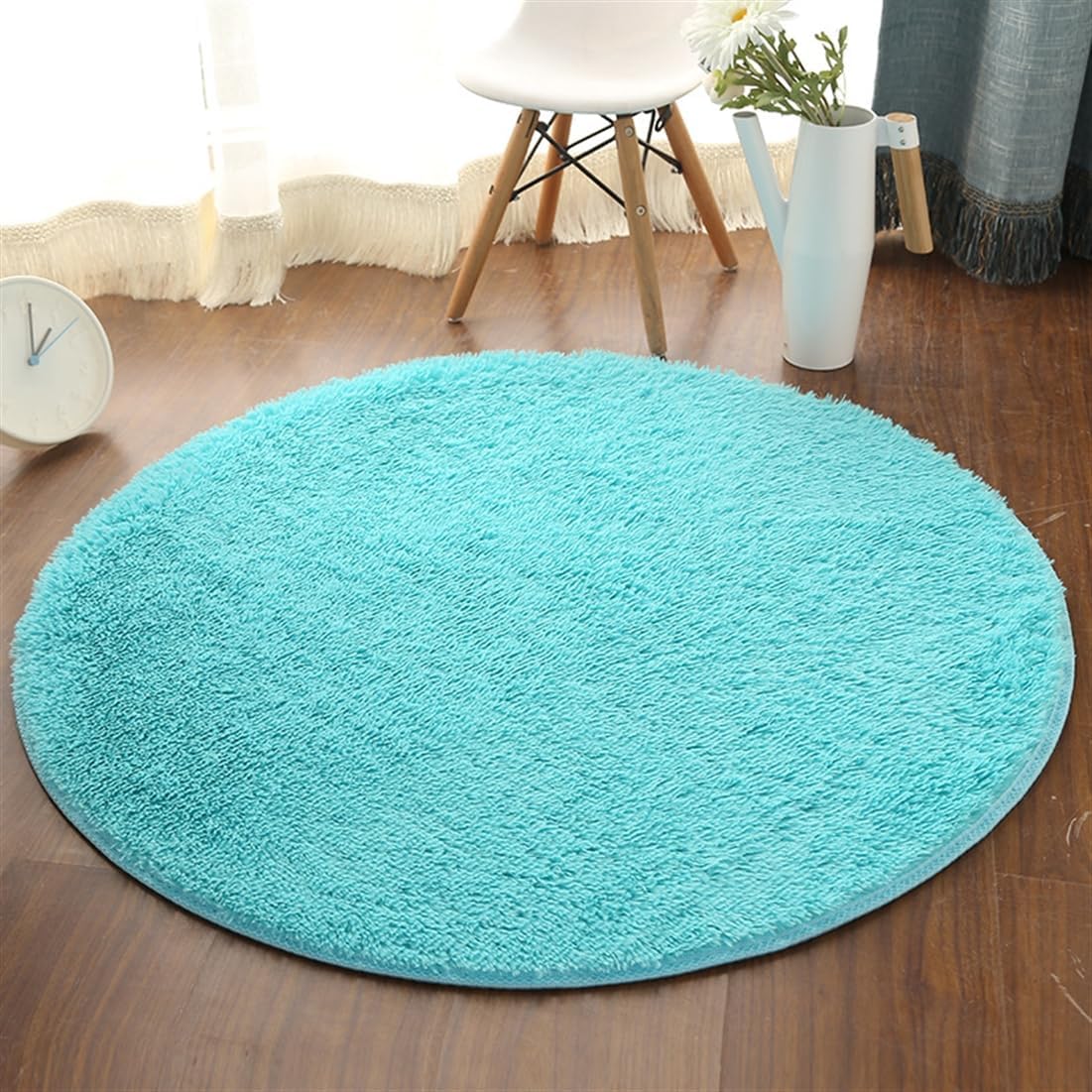 Plush Round Rug Soft Indoor Modern Area Rugs Yoga Mat for Children Bedroom Home Decor Nursery Grey 2 Feet