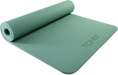 TONE Fitness Yoga Mat 1/4" Thick Non Slip Exercise & Pilates Mat for Home Workouts with Carrying Strap | Multiple Options