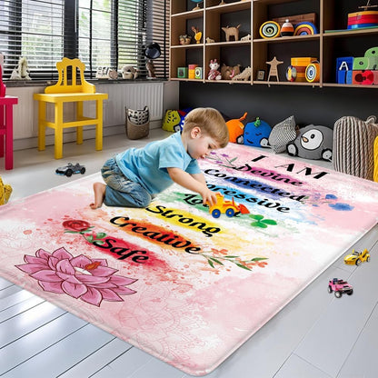 Chakra Area Rug, Meditation & Yoga Carpet for Living Room, Bedroom Mandalas Boho Style Non-Slip Machine Washable Rugs for Women Adults Yoga Lovers Bohemian Floor Mat Office Decor (YOGA-DS01)