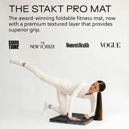 Stakt Foldable Yoga Mat Pro, 2 in 1 with Premium Textured Grip, Non Slip, Folding Exercise and Fitness Mat for Pilates, Strength Training, and High Impact Workouts