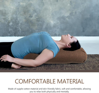 balacoo Yoga Bolster Pillow Pearl Cotton Lumbar Pillow Shape-retaining Tube Cushion for Meditation Cylinder Bolster Pillow for Restorative Yoga Support, 40.00X15.00X15.00CM, Coffee