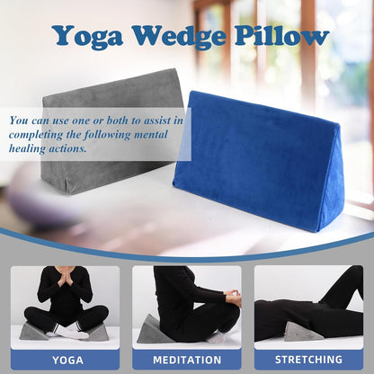 Small Wedge Pillow, Wedge Pillow for Bed Sores, Positioning Pillow, Positioning Wedge, Mini Pillow for Laptop and Yoga, Small Foam Wedge for Chair (1 Unit, Blue)