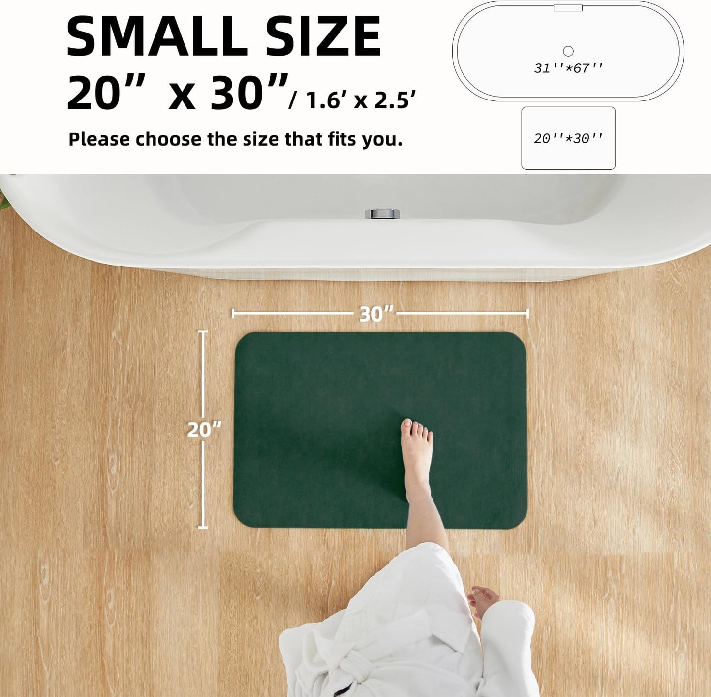 TYUU Bath Mat, Bathroom Rugs Non Slip Washable Thin Absorbent Quick Dry Bath Mat Fits Under Door Bathroom Floor Mat Perfect for Bath, Shower, or Sink 24"x36" Dark Grey