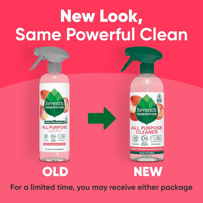 Seventh Generation All Purpose Cleaner, Free & Clear, 23 oz, Pack of 4, Plant-Based Cleaning Spray, Cuts Grease & Grime, No Fragrance or VOCs, Safe for Kids & Pets, Works on Glass, Sealed Wood & More