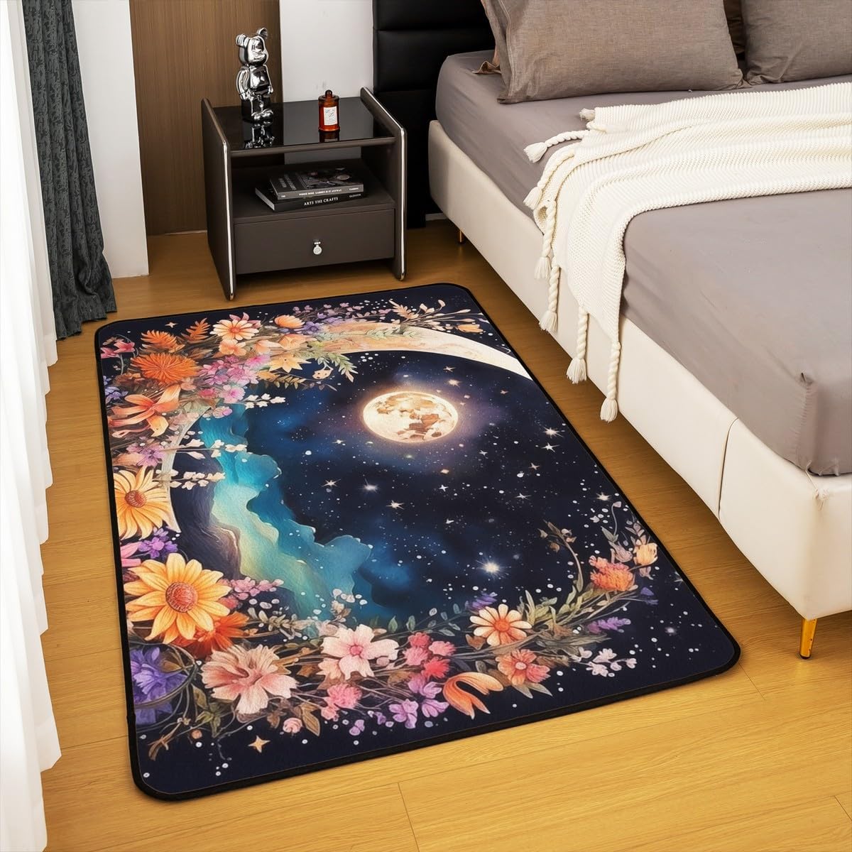 jejeloiu Yoga Chakras Area Rug 5x7, Boho Mandala Rugs for Living Room Bedroom for Kids Boys Girls Room Decor, Yoga Lover, Rainbow Chakras Indoor Floor Mat