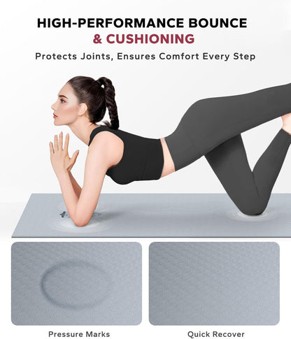 HAPBEAR Large Yoga Mat - 72"x36" Extra Wide Exercise Mat - 1/4" Thick Dual Color PVC | Anti-Slip Surface & High Cushioning - Ideal for Yoga, Pilates & Home Workouts - Bonus Mesh Bag