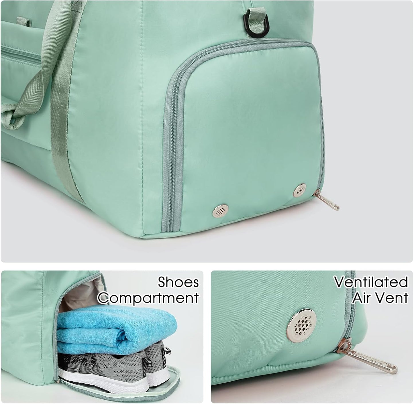 Ceneda 20" Gym Bag for Women with Wet Pocket & Shoe Compartment, Lightweight Duffel Waterproof Carry On Duffle for Travel, Yoga, Overnight (Green)