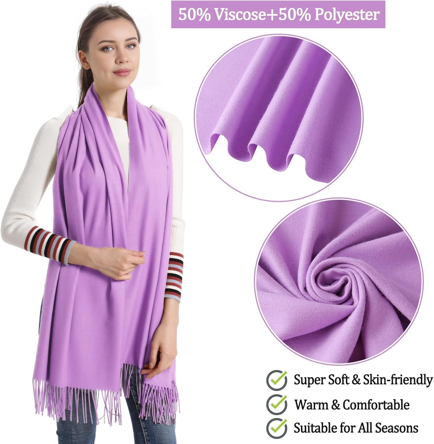 Pashmina Scarf and Shawl - Soft Women Pashminas Wrap for Wedding Evening Party dresses