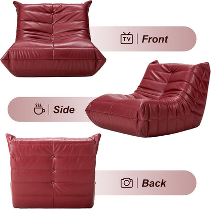 Hobestluk Giant Bean Bag Chair Lazy Floor Sofa, Memory Foam Fireside Sofa for Adults, Big Beanbag Faux Leather Armless Chair for Living Room Bedroom Dorm Office (Brown, Single)