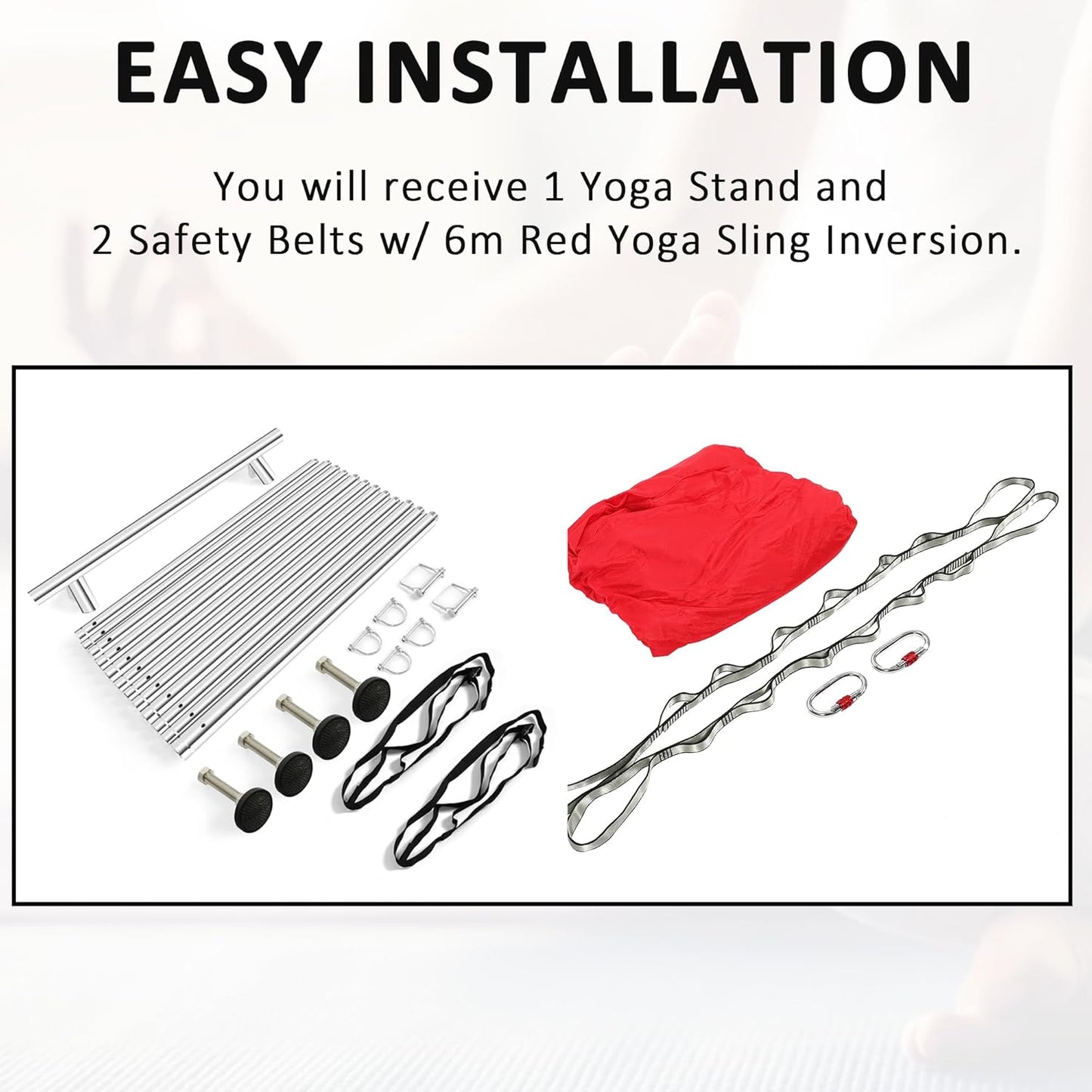 HECASA 9.6FT Adjustable Height Yoga Frame & Yoga Hammock, Professtional Yoga Swing Stand Comes with 236 Inch Aerial Silk, Supports Up to 550lbs, Suitable for Both Indoor and Outdoor Yoga Exercise