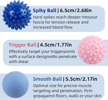 WOVTE Massage Lacrosse Ball for Sore Muscles, Shoulders, Neck, Back, Foot, Body, Deep Tissue, Trigger Point, Muscle Knots, Yoga and Myofascial Release (Blue)