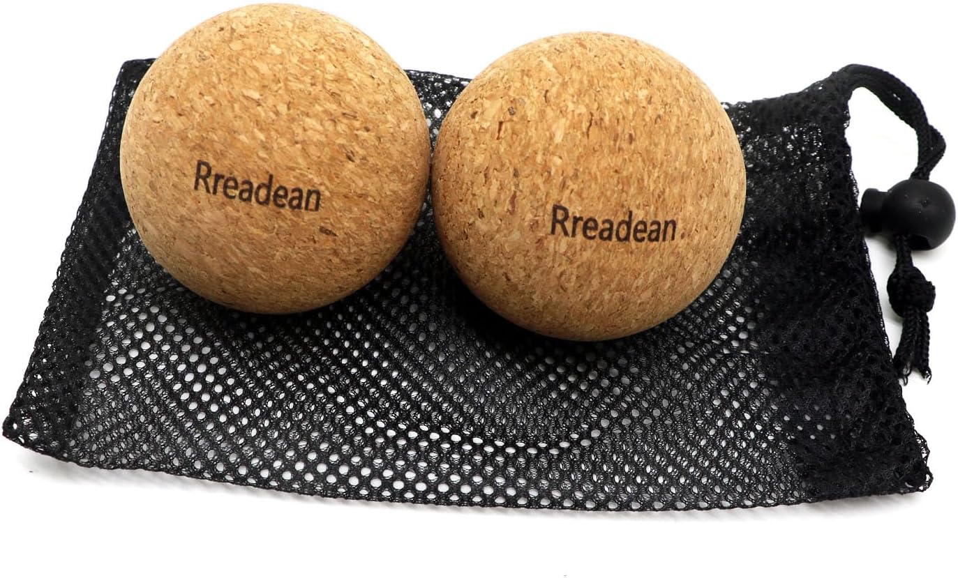 Cork Massage Ball Set for Fascia Release After Exercise, Yoga,Trigger Point Therapy, Relax Muscles, and Relieve Stress,Set of 3 （5.4"*2.4"+2.4"+1.7" Lacrosse Massage Balls
