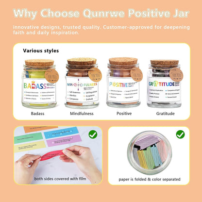 Mindfulness Affirmation Jar for Women,Mindful Meditation Cards,Self Care Relaxation Mental Health Stress Anxiety Relief Gifts for Women Men Friend Therapist,Yoga Retreat Therapy Meditation Accessories