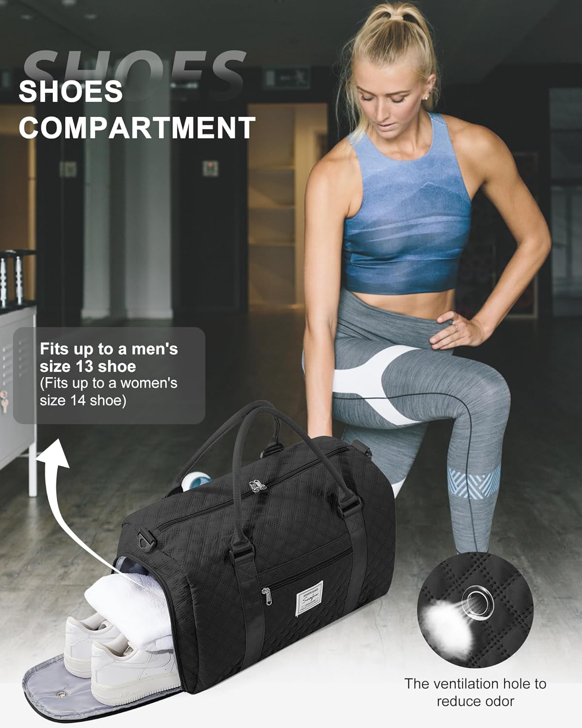 Gym Bag Womens Mens with Shoes Compartment and Wet Pocket Travel Duffel Bag for Women for Plane Sport Gym Tote Bags Swimming Yoga Waterproof Weekend Overnight Carry on Bag Hospital Holdalls - Colors B