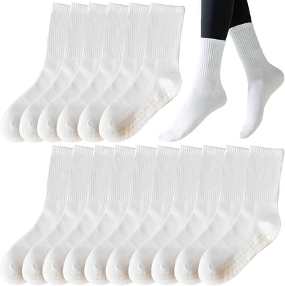 Tergy 8 Pairs Long Yoga Socks with Grip for Women Anti Skid Gripper Socks No Slip Socks for Pilates, Barre, Dance,Yoga