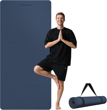 PAIDU Extra Long Wide Yoga Mat 76"x33"x2/5 Inch - Non Slip Thick Exercise Mat for Home Gym, Yoga, Pilates & Workouts