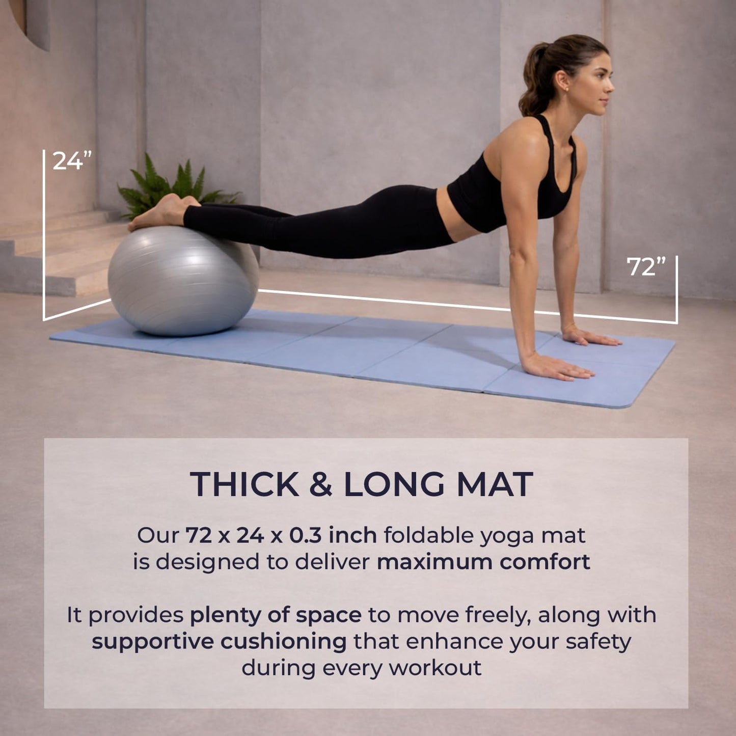 Foldable PILATES MAT with 3 Resistance Bands Set, Pilates Ball & Yoga Ball — 6-Piece Pilates Kit, Extra Thick Workout Mat, Air Pump Included. At Home Workout Equipment for Women and Men