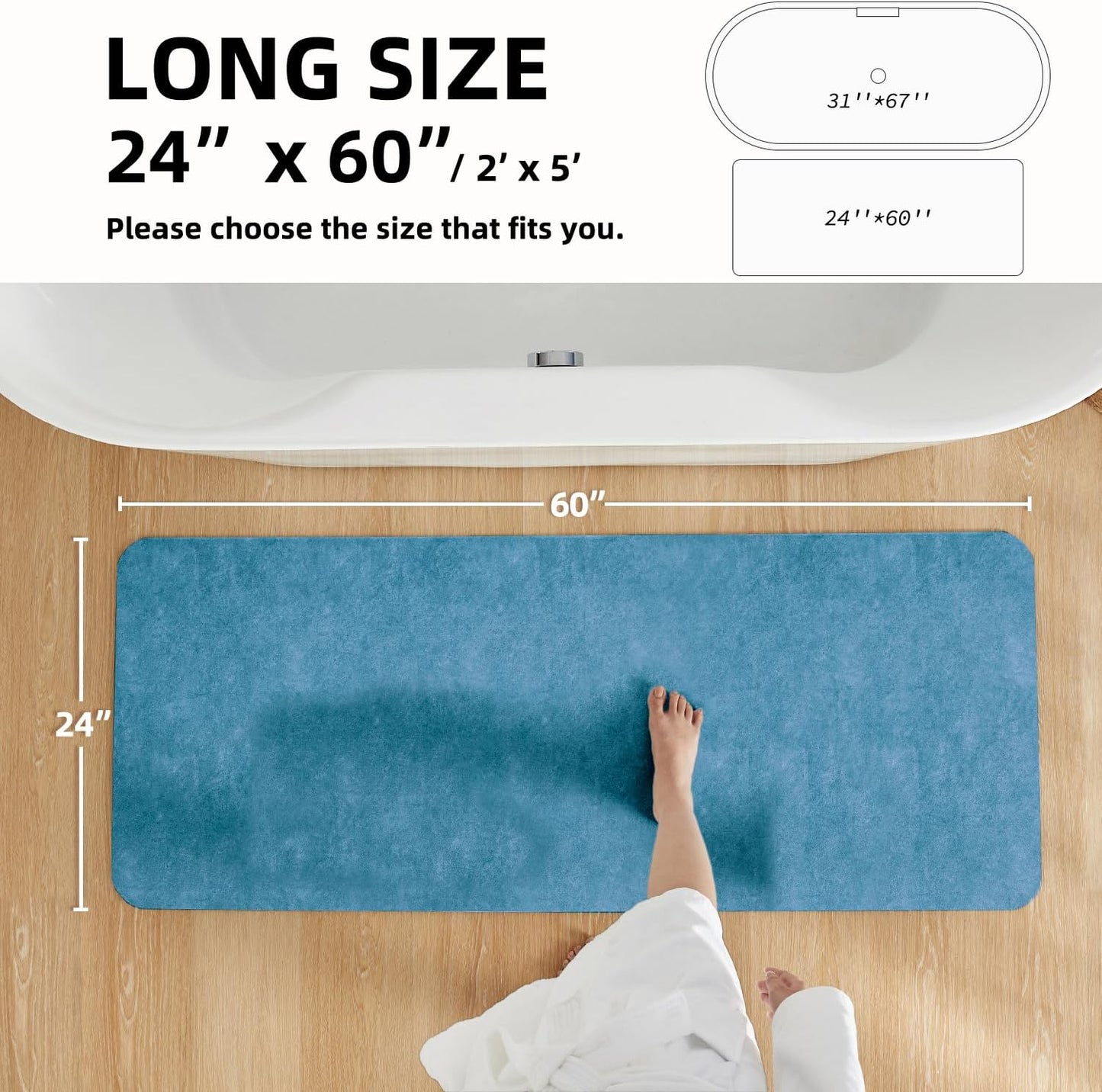 TYUU Bath Mat, Bathroom Rugs Non Slip Washable Thin Absorbent Quick Dry Bath Mat Fits Under Door Bathroom Floor Mat Perfect for Bath, Shower, or Sink 24"x36" Dark Grey