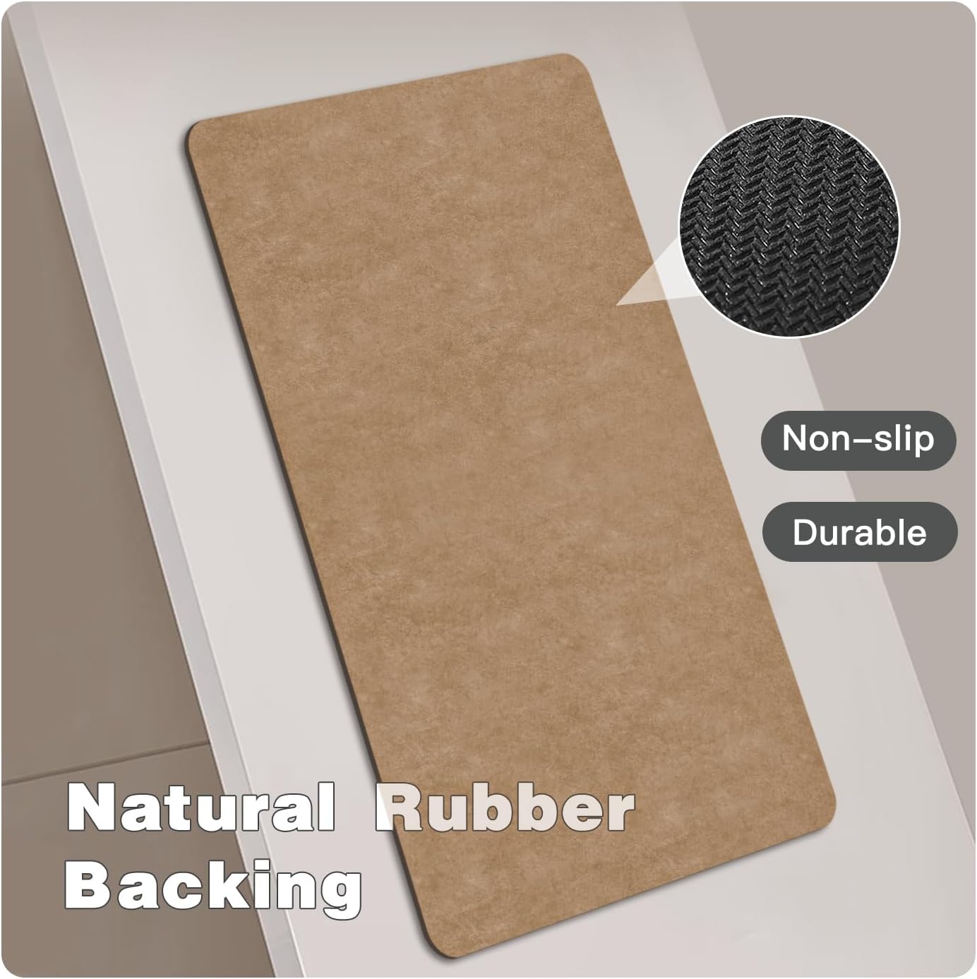 TYUU Bath Mat, Bathroom Rugs Non Slip Washable Thin Absorbent Quick Dry Bath Mat Fits Under Door Bathroom Floor Mat Perfect for Bath, Shower, or Sink 24"x36" Dark Grey