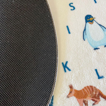 Poowe Cute Animals Kids Room Rug,39.4" Round Washable Area Rugs Rabbit Rug Nursery Rug for Baby Boys Girls Play Mat Floor Carpet Non Slip Soft Rugs for Living Room Bedroom Playroom Classroom
