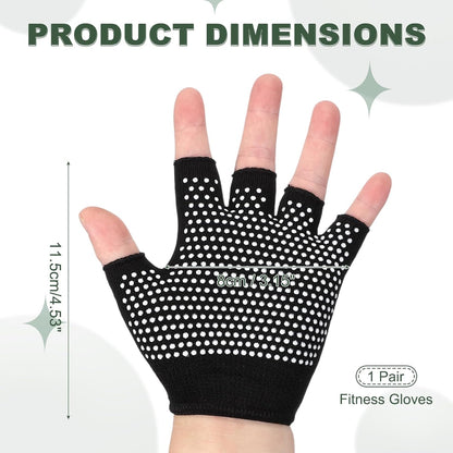 Yoga Gloves, Non Slip Fingerless Pilates Gloves Breathable Exercise Workout Mittens