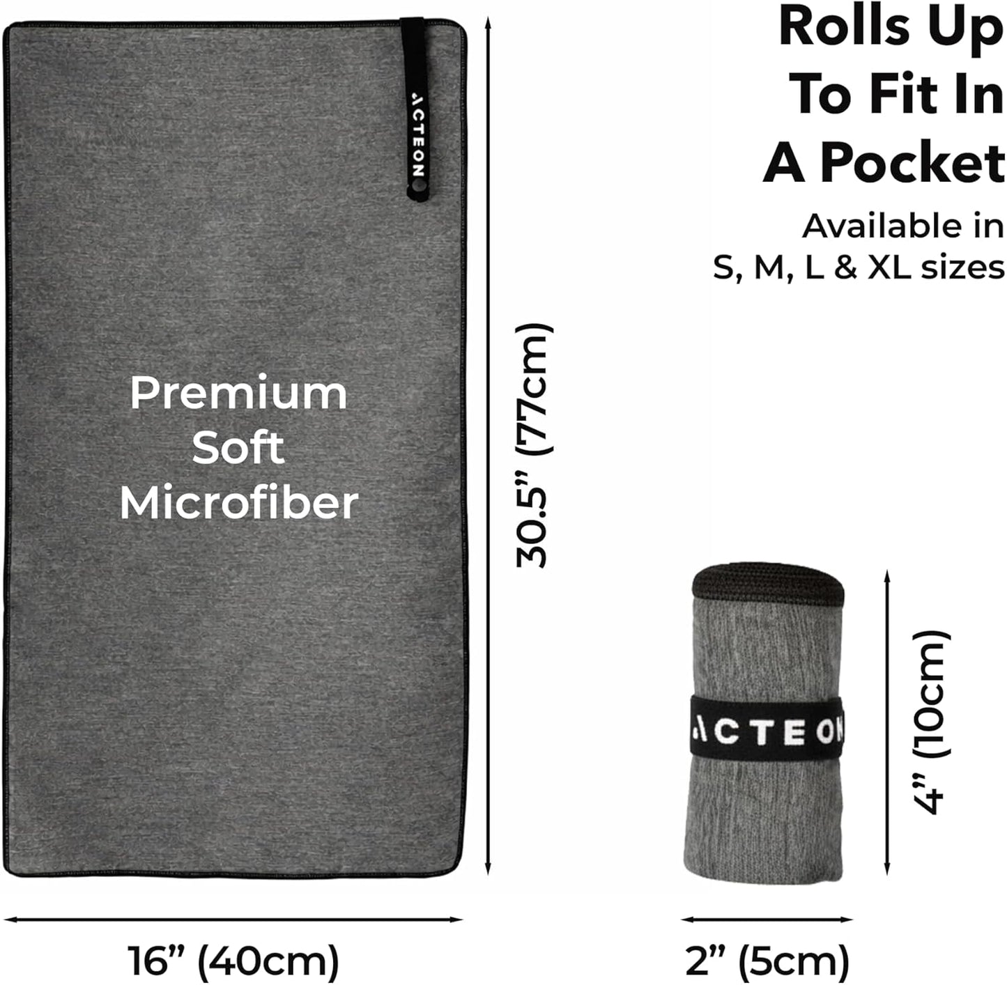 Acteon Microfiber Gym Towels 5 Pack, Quick Dry Silver ION Odor-Free Sweat Towel, Super Absorbent Fast Drying for Men & Women, Workout, Yoga, Running, Hiking, Travel – 16x30.5 Inch