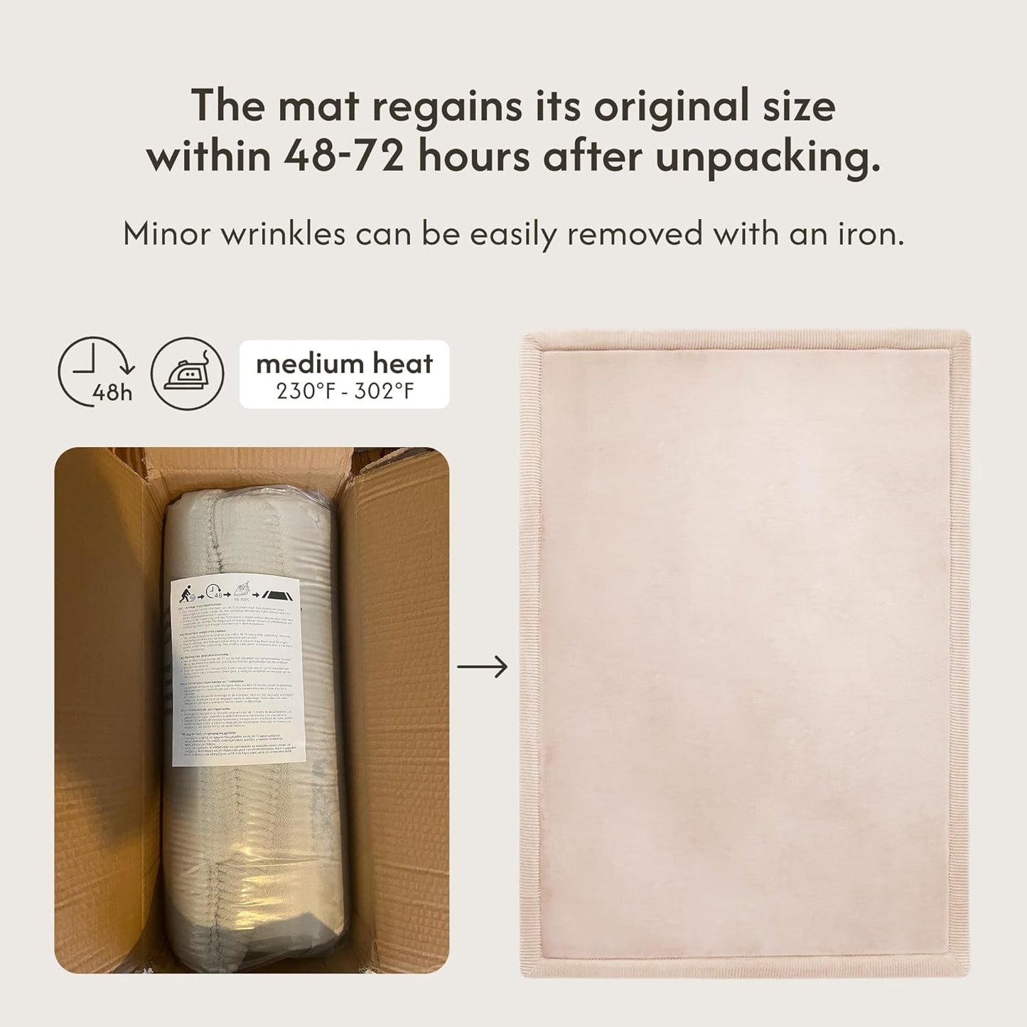 Hakuna Matte CloudSoft Mat for Floor 60" x 80" Beige – Coral Velvet Memory Foam Rug – Non-Slip, Water-Resistant