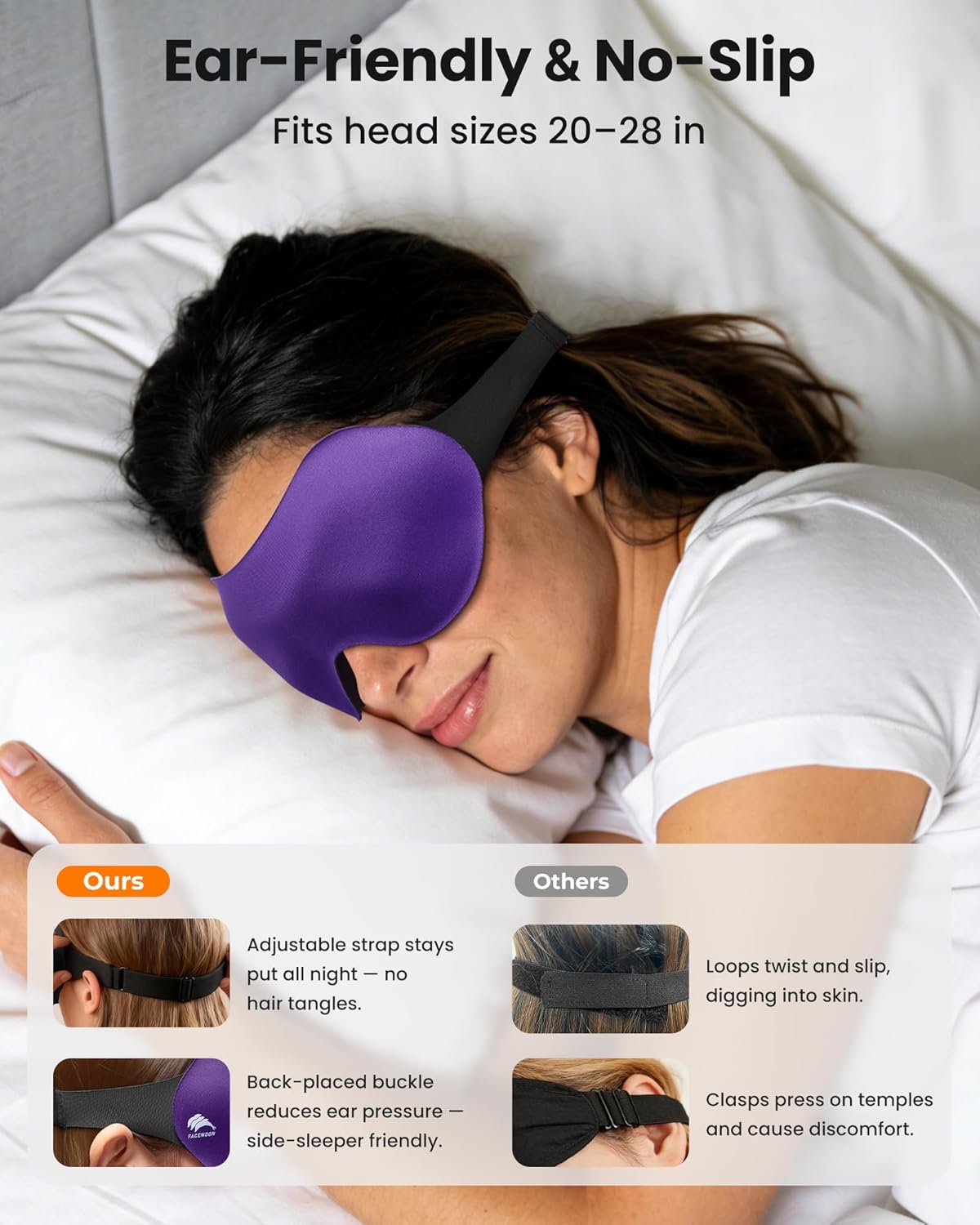 3 Pack Sleep Masks for Side Sleepers, True Blackout 3D Eye Mask for Sleeping, Zero Eye Pressure, Lash-Friendly, Adjustable Soft Eye Cover for Women Men, Travel Night Blindfold