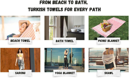 Bazaar Anatolia Turkish Beach Towel – 100% Cotton, Quick Dry, Lightweight and Sand Free – Perfect for Bathroom, Travel, Yoga, Camping, Oversized 71x39 inches - Diamond Black - Colors C