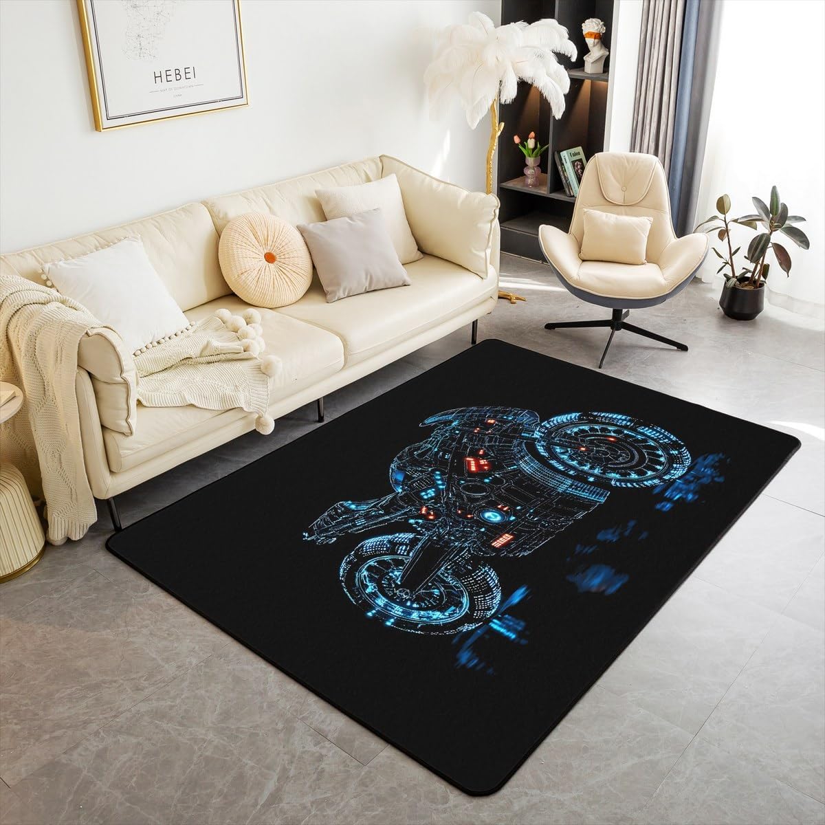 Feelyou Dirt Bike Area Rug 3x5 Kids Extreme Sports Green Honeycomb Living Room Rugs for Bedroom Boys Girls Teens Racing Motocross Rider Decorative Carpet Rug Non-Slip Motorcycle Indoor Floor Mat