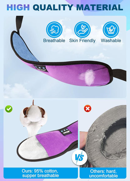TOPOINT Sleep Mask with Headphones Bluetooth 5.4 Wireless, Sleep Headphones Earphones Earbuds with Microphone HD Speakers Music, Blackout Eye Mask for Sleeping Travel Meditation Men Women Cool Gadgets