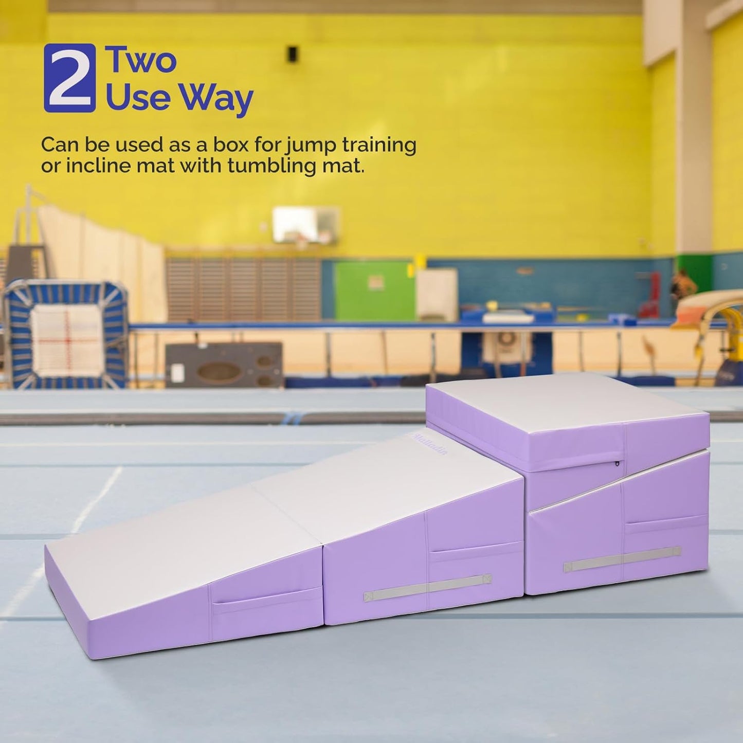Matladin Incline Gymnastics Cheese Wedge Mat, 48"x24"x14" - Folding Gymnastics Mat for Kids Girls Home Training
