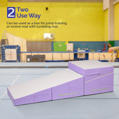 Matladin Incline Gymnastics Cheese Wedge Mat, 48"x24"x14" - Folding Gymnastics Mat for Kids Girls Home Training