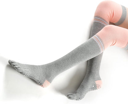 Verdancy Yoga Pilates Toe Socks - Toeless With Grips for Women, Non-Slip Cushioned Over Knee Thigh High