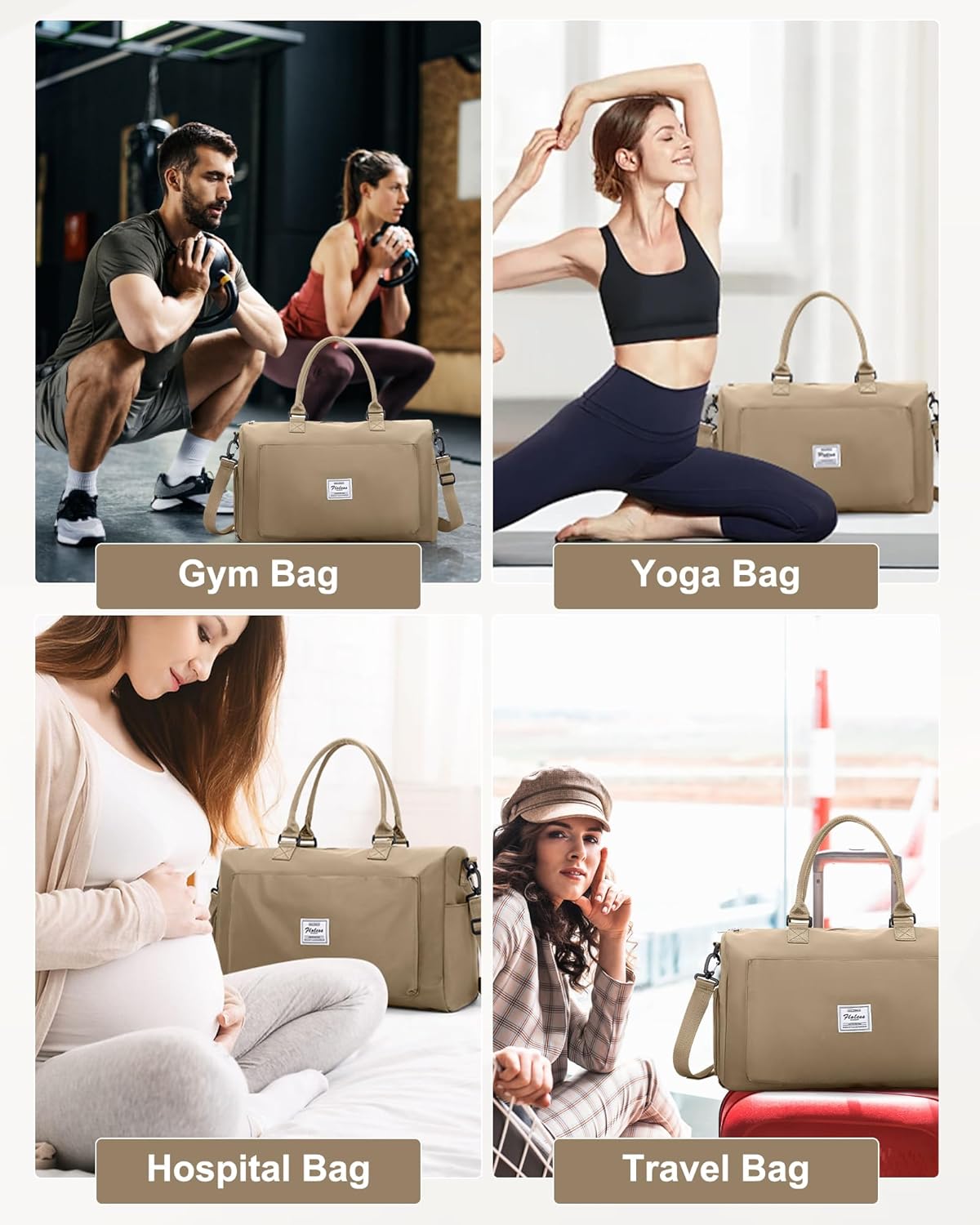 Gym Bag Womens Mens with Shoes Compartment and Wet Pocket Travel Duffel Bag for Women for Plane Sport Gym Tote Bags Swimming Yoga Waterproof Weekend Overnight Carry on Bag Hospital Holdalls - Colors C