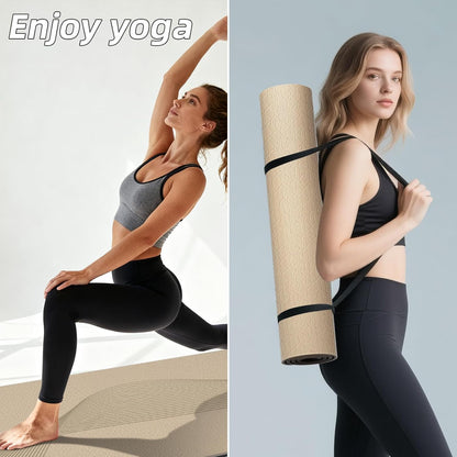 Large Yoga Mat 76"x 40"x10mm (2/5 inch) – Extra Thick & Wide, TPE Fitness Mat, Printed Non-Slip Exercise Mat with Carrying Strap for Men & Women, Pilates, Stretching, Fitness & Workout