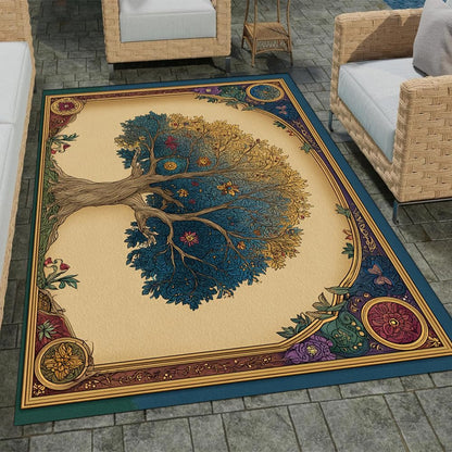 Tree of Life Area Rug – Bohemian Mandala Carpet for Living Room, Bedroom, Meditation Space, Yoga, Spiritual Home Décor – Large Soft Floor Mat for Indoor Decoration (TOL08)