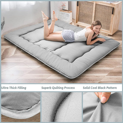 MAXYOYO Bohemian Retro Mattress Boho Floral Japanese Futon Mattress Tatami Floor Mat Foldable Portable Camping, Sleeping Pad, Lounger Couch Bed Full Size