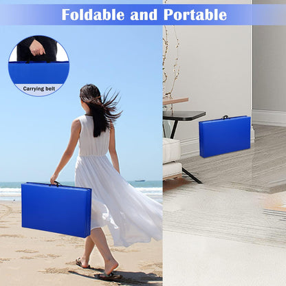 Gymnastics Mat for Tumbling, Folding Tumbling Mat Exercise Mat Gym Mat Tumbling Mats for Kids, Adults, PU Leather Yoga Mat with Carrying Handles