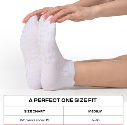 COOLMATE Pilates Socks with Grips for Women, Yoga Socks, Crew Non Slip Women for Barre, Pilates Gifts for Women - Colors B