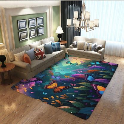 Butterfly Carpet Area Rug - Lovely Butterflies Printed Carpets for Kids Butterfly Theme Living Room Indoor Bedroom Decor Soft Polyester Yoga Mat 2'x3'