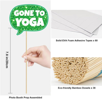 Yoga Party Decorations Birthday Photo Booth Props Sports Fitness Funny Photo Booth Props Kits for Women Girls Classroom Party Decoration Supplies