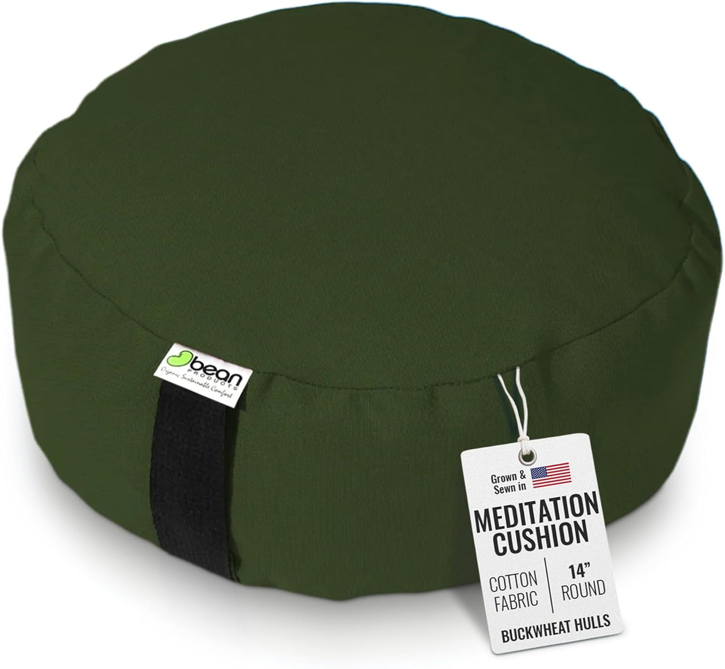 Bean Products Zafu Meditation Pillows for Sitting on Floor, Yoga Cushion, Cotton/Buckwheat Fill Yoga Pillow, Zafu Meditation Cushion, Zen Kneeling Prayer Pad- Made in USA - 14" Round - Saffron