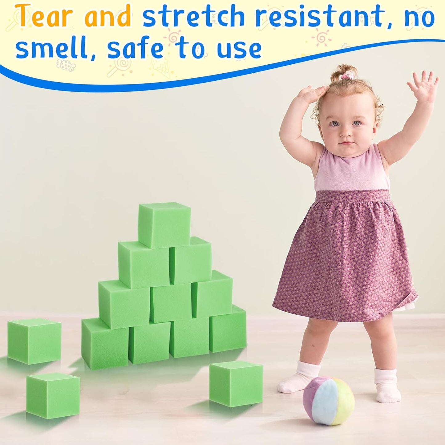 Treela Foam Pit Blocks, Foam Gym Cubes, 4 x 4 x 4 in Protective Trampoline Padding for Gymnastics, Parkour Courses, Trampoline Arenas, BMX