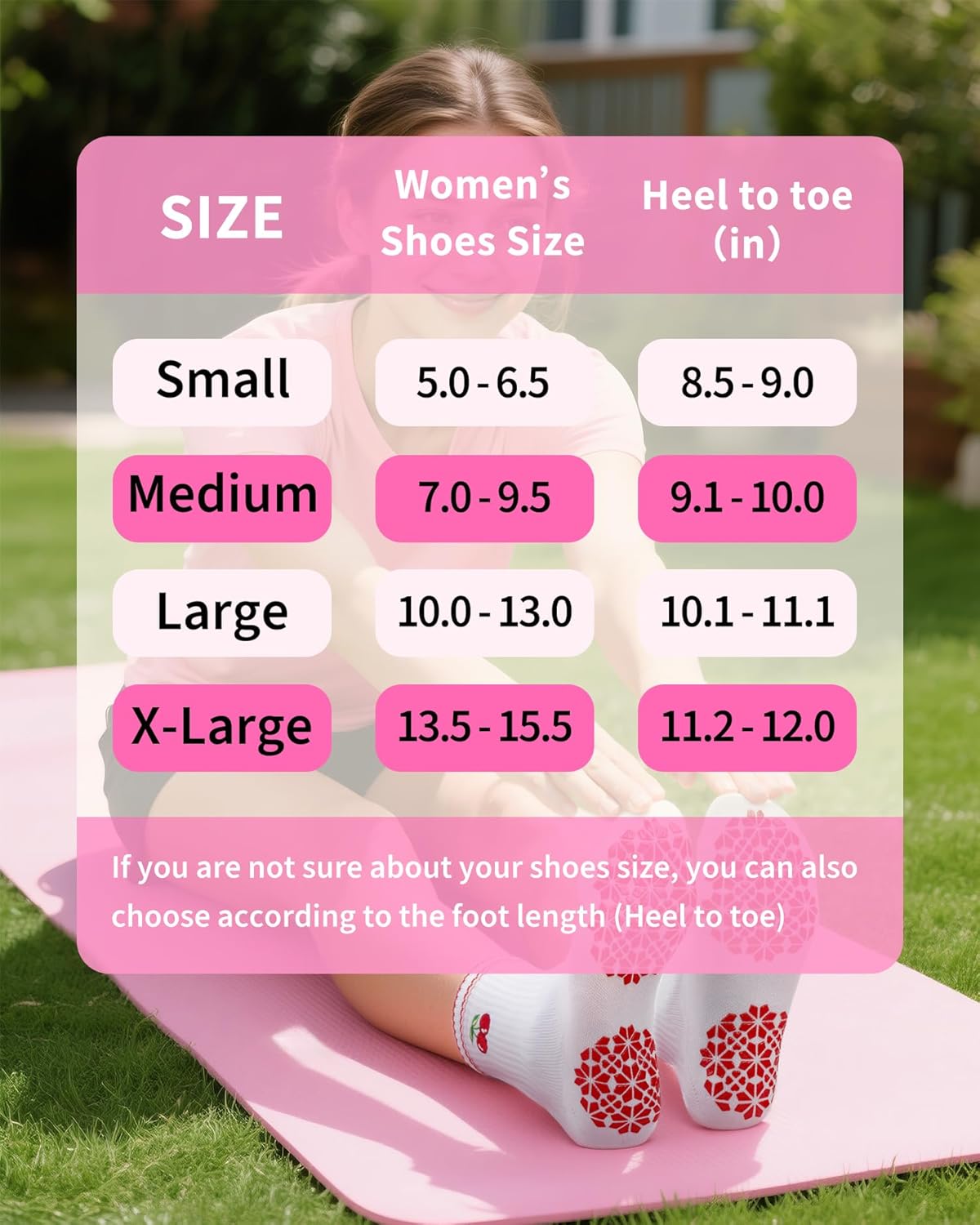 Pilates Grip Socks for Women - Embroidery Athletic Crew, Non-Skid Sticky Soles for Yoga, Barre, Workout & Hospital